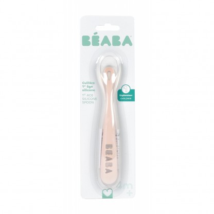 Ложка Beaba силіконова 4+ пастельно-рожевий, арт. 913619