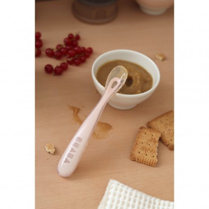 Ложка Beaba силіконова 4+ пастельно-рожевий, арт. 913619