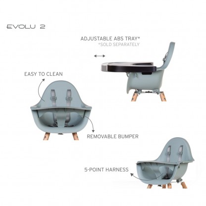 Стілець для годування Childhome Evolu 2 з бампером, Natural / Mint
